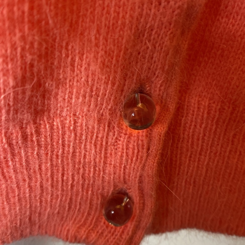 Fossil Angora Wool Cardigan Sweater Womens large Coral Pink - Picture 5 of 7